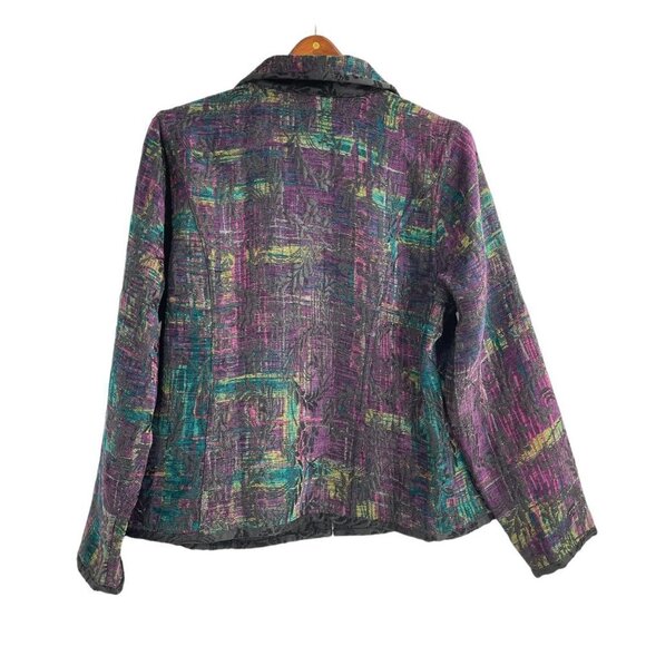 CJ Banks Purple Brocade Embroidered REVERSIBLE Full Zip Jacket Womens Size 14W - Picture 3 of 8